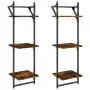 Wall shelves 3 levels bars 2 units smoked oak 30x25x100cm by , Shelves and shelves - Ref: Foro24-836260, Price: 27,42 €, Disc...
