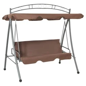 Banco columpio convertible de exterior con dosel color café de vidaXL, Balancines de jardín - Ref: Foro24-43242, Precio: 265,...