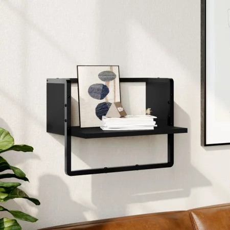 Wall shelf with black bar 40x25x30 cm by , Shelves and shelves - Ref: Foro24-836283, Price: 16,60 €, Discount: %