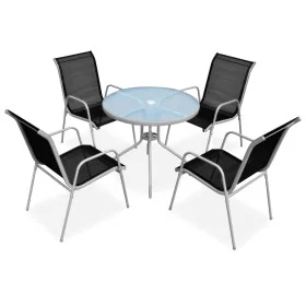 5-Piece Black Steel Garden Dining Set by vidaXL, Garden sets - Ref: Foro24-43317, Price: 179,42 €, Discount: %