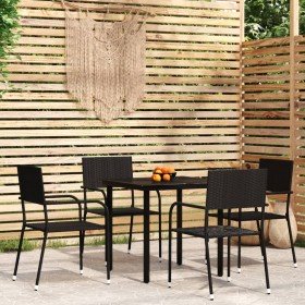 Juego de comedor de jardín 5 piezas negro en Conjuntos de jardín | Comprar online en Foro24