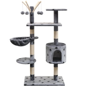 Katzenkratzbaum Sisal Kratzbaum 125 cm Fußabdrücke grau von vidaXL, Katzenmöbel - Ref: Foro24-170481, Preis: 71,91 €, Rabatt: %