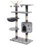 Cat scratching post, 125 cm tall, made of sisal with gray paw prints. by vidaXL, Cat furniture - Ref: Foro24-170481, Price: 7...
