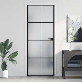 Slim black glass and aluminum interior door 76x201.5 cm by , Doors for the home - Ref: Foro24-155125, Price: 252,42 €, Discou...