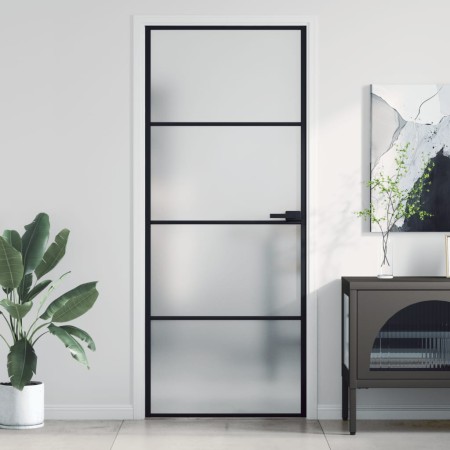 Puerta interior delgada negra vidrio y aluminio 83x201,5 cm de , Puertas para el hogar - Ref: Foro24-155119, Precio: 229,62 €...
