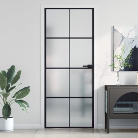 Schlanke Innentür aus schwarzem Glas und Aluminium, 83 x 201,5 cm von , Türen für zu Hause - Ref: Foro24-155127, Preis: 215,4...