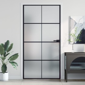 Puerta interior delgada negra vidrio y aluminio 102,5x201,5 cm