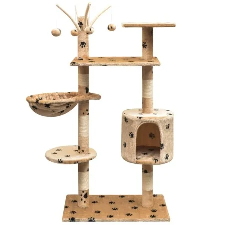 Katze Kratzbaum Sisal Pfosten 125cm Fußabdrücke beige von vidaXL, Katzenmöbel - Ref: Foro24-170483, Preis: 72,35 €, Rabatt: %