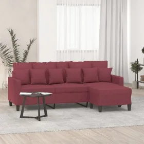 3-Sitzer-Sofa mit rotem Stoffhocker 180 cm von , Sofas - Ref: Foro24-3201095, Preis: 276,36 €, Rabatt: %