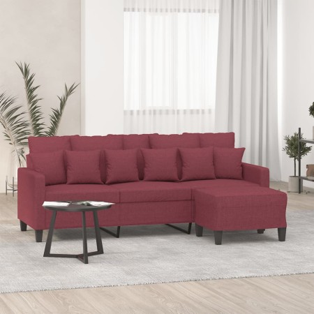 3-Sitzer-Sofa mit rotem Stoffhocker 180 cm von , Sofas - Ref: Foro24-3201095, Preis: 299,35 €, Rabatt: %