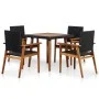 Set de comedor de jardín 5 pzas ratán sintético negro y marrón de vidaXL, Conjuntos de jardín - Ref: Foro24-44074, Precio: 32...