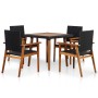 Set de comedor de jardín 5 pzas ratán sintético negro y marrón de vidaXL, Conjuntos de jardín - Ref: Foro24-44074, Precio: 32...