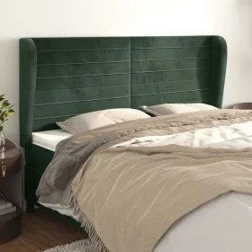 Headboard with dark green velvet ears 183x23x118/128cm by , Headboards and footboards - Ref: Foro24-3118159, Price: 144,22 €,...