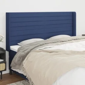 Headboard with blue fabric ears 203x16x118/128 cm by , Headboards and footboards - Ref: Foro24-3119748, Price: 130,40 €, Disc...