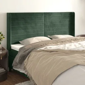 Headboard with dark green velvet ears 183x16x118/128cm by , Headboards and footboards - Ref: Foro24-3119783, Price: 141,40 €,...