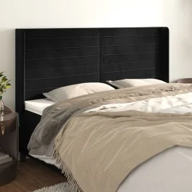 Kopfteil mit Ohren aus schwarzem Samt, 203 x 16 x 118/128 cm von , Kopf- und Fußteile - Ref: Foro24-3119788, Preis: 107,67 €,...