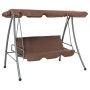 Outdoor swing bench with brown canopy by vidaXL, Garden rockers - Ref: Foro24-43238, Price: 195,80 €, Discount: %