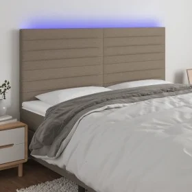 Headboard with LED lights taupe gray fabric 200x5x118/128 cm by , Headboards and footboards - Ref: Foro24-3122590, Price: 118...