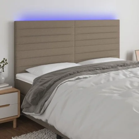 Headboard with LED lights taupe gray fabric 200x5x118/128 cm by , Headboards and footboards - Ref: Foro24-3122590, Price: 118...