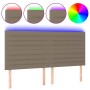 Kopfteil mit LED-Leuchten, taupegrauer Stoff, 200 x 5 x 118/128 cm von , Kopf- und Fußteile - Ref: Foro24-3122590, Preis: 120...