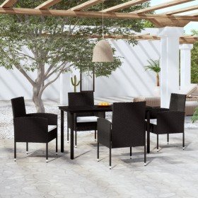 Juego de comedor para jardín 5 piezas negro Juego de comedor para jardín 5 piezas negro