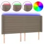Taupe gray fabric headboard with LED 203x16x118/128 cm by , Headboards and footboards - Ref: Foro24-3124214, Price: 126,29 €,...