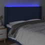 Kopfteil aus blauem Stoff mit LED 203x16x118/128 cm von , Kopf- und Fußteile - Ref: Foro24-3124216, Preis: 135,01 €, Rabatt: %