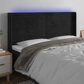 Kopfteil aus schwarzem Samt mit LED 203x16x118/128 cm von , Kopf- und Fußteile - Ref: Foro24-3124256, Preis: 114,47 €, Rabatt: %