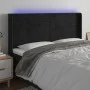 Cabecero con LED de terciopelo negro 203x16x118/128 cm de , Cabeceros y pies de cama - Ref: Foro24-3124256, Precio: 114,05 €,...