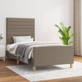 Estructura de cama con cabecero de tela gris taupe 90x190 cm
