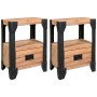 Nachttische 2 Stück aus massivem Akazienholz und Stahl 40x30x54 cm von vidaXL, Nachttische - Ref: Foro24-279100, Preis: 169,5...