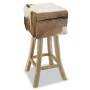 Real Leather and Solid Teak Wood Kitchen Stool by vidaXL, Kitchen stools - Ref: Foro24-244543, Price: 150,42 €, Discount: %