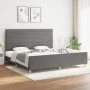 Bed frame with headboard dark gray fabric 200x200 cm by , Beds and slatted bases - Ref: Foro24-3125163, Price: 238,33 €, Disc...