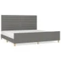 Bed frame with headboard dark gray fabric 200x200 cm by , Beds and slatted bases - Ref: Foro24-3125163, Price: 238,33 €, Disc...