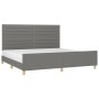 Bed frame with headboard dark gray fabric 200x200 cm by , Beds and slatted bases - Ref: Foro24-3125163, Price: 242,27 €, Disc...