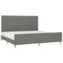 Bed frame with headboard dark gray fabric 200x200 cm by , Beds and slatted bases - Ref: Foro24-3125163, Price: 238,33 €, Disc...