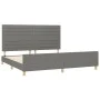 Bed frame with headboard dark gray fabric 200x200 cm by , Beds and slatted bases - Ref: Foro24-3125163, Price: 238,33 €, Disc...