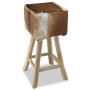 Real Leather and Solid Teak Wood Kitchen Stool by vidaXL, Kitchen stools - Ref: Foro24-244543, Price: 150,42 €, Discount: %