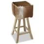 Taburete de cocina de cuero auténtico y madera de teca maciza de vidaXL, Taburetes de cocina - Ref: Foro24-244543, Precio: 14...