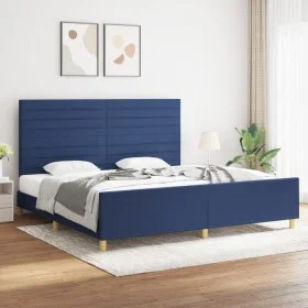 Bed frame with blue fabric headboard 200x200 cm by , Beds and slatted bases - Ref: Foro24-3125168, Price: 231,06 €, Discount: %