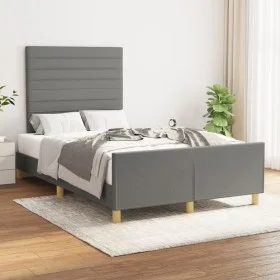 Bed frame with headboard in dark gray fabric 120x200 cm by , Beds and slatted bases - Ref: Foro24-3125123, Price: 159,41 €, D...