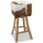 Real Leather and Solid Teak Wood Kitchen Stool by vidaXL, Kitchen stools - Ref: Foro24-244543, Price: 150,42 €, Discount: %
