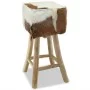Real Leather and Solid Teak Wood Kitchen Stool by vidaXL, Kitchen stools - Ref: Foro24-244543, Price: 140,19 €, Discount: %