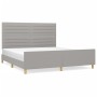 Bed frame with headboard light gray fabric 180x200 cm by , Beds and slatted bases - Ref: Foro24-3125154, Price: 243,23 €, Dis...