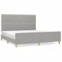 Bed frame with headboard light gray fabric 180x200 cm by , Beds and slatted bases - Ref: Foro24-3125154, Price: 240,21 €, Dis...