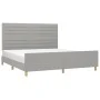 Bed frame with headboard light gray fabric 180x200 cm by , Beds and slatted bases - Ref: Foro24-3125154, Price: 240,21 €, Dis...