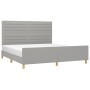 Estructura de cama con cabecero gris claro tela 180x200 cm de , Camas y somieres - Ref: Foro24-3125154, Precio: 242,82 €, Des...