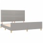 Bed frame with headboard light gray fabric 180x200 cm by , Beds and slatted bases - Ref: Foro24-3125154, Price: 243,23 €, Dis...
