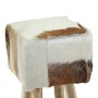 Real Leather and Solid Teak Wood Kitchen Stool by vidaXL, Kitchen stools - Ref: Foro24-244543, Price: 150,42 €, Discount: %