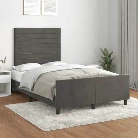 Dunkelgrauer Samtbettrahmen mit Kopfteil 120x200 cm von , Betten und Lattenroste - Ref: Foro24-3125807, Preis: 165,38 €, Raba...